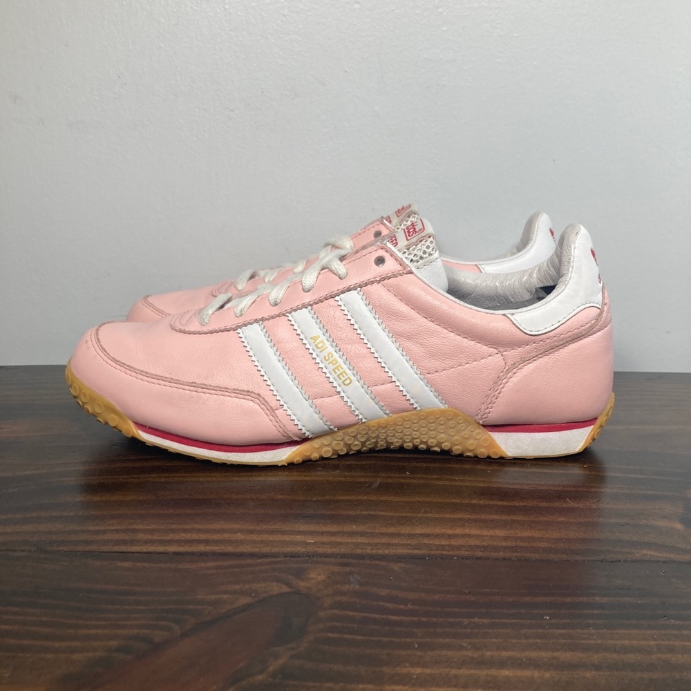 Adidas ADI Speed Pink White Leather Athletic Sneakers Womens Size 7 - Picture 3 of 8